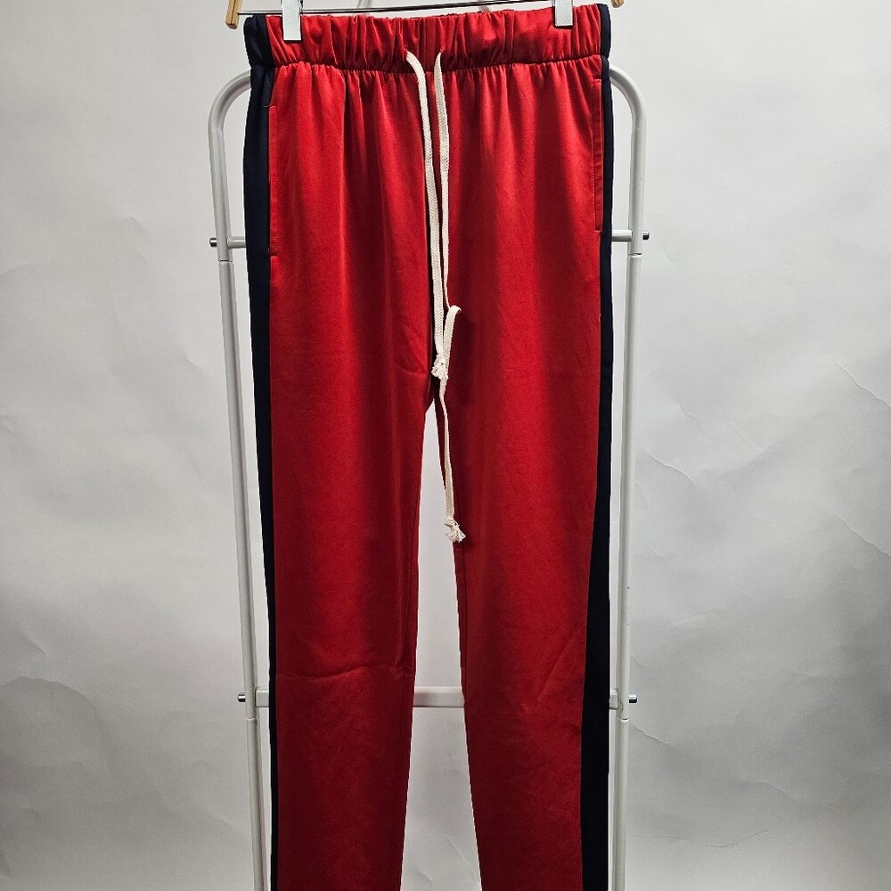 Urban Brand Men's Skinny Fit Track Pants Joggers Red Navy